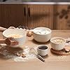 KooK Ceramic Nesting Bowls, Embossed Kitchen Bowls, For