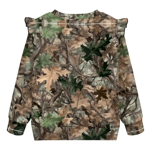 Girls Ruffle Sweatshirts 3-8Y Toddler Long Sleeve Crew Neck Shirts Fall Spring Pullover Top Drop Shoulder Sweater4
