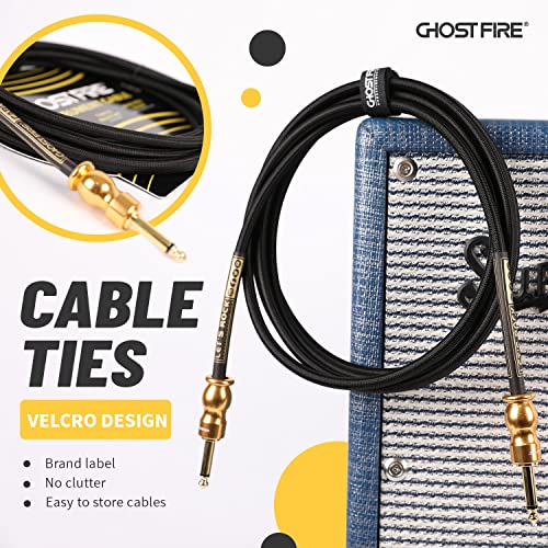 Ghost Fire High Performance Electric Guitar Cable Instrument Cable (10 Feet) Bass Amp Cord 1/4 Straight To Straight Gold-Plated Plugs #TOP3