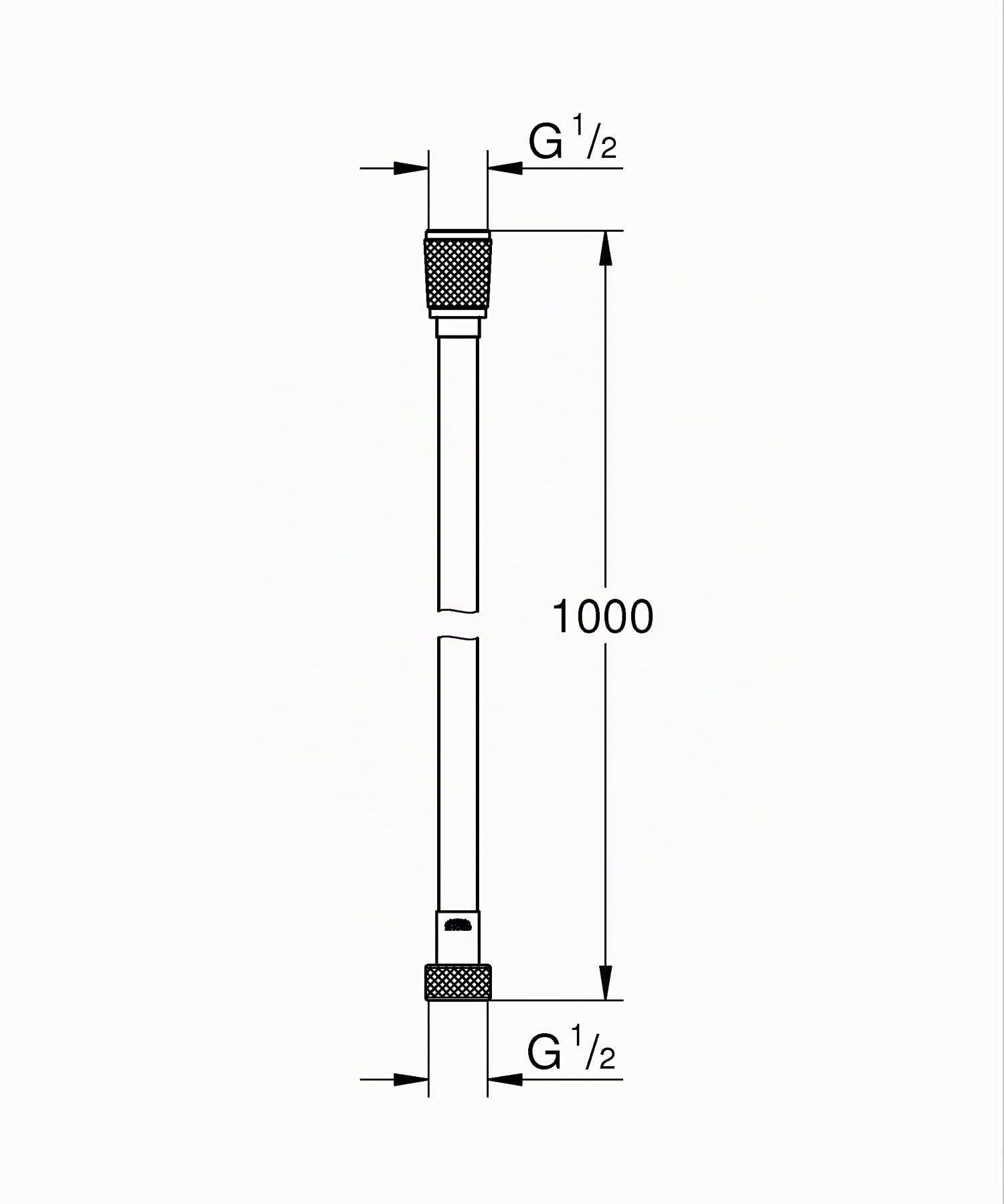 GROHE VitalioFlex Silver Long-Life TwistStop Flexible de douche 1000mm, anti-pliures, finition brillante, raccord fileté universel 1/2", chromé 22111000 (Import Allemagne)