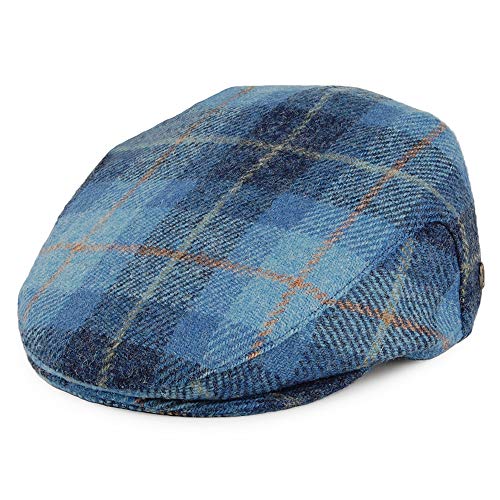 Jaxon & James Harris Tweed Bay River Flat Cap - Blue-Navy Large