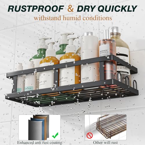 Image of Youvip Shower Caddy Adhesive,No Drill Bathroom Organizer with Soap Holder,Large Capacity Rustproof Shelves for Inside Shower,Bathroom Organizers and Storage,Black