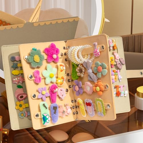 Image of HASTHIP Hair Accessories Organizer Book for Girls Portable Travel Felt Hair Clips Holder Organizers Large Capacity Foldable Headbands