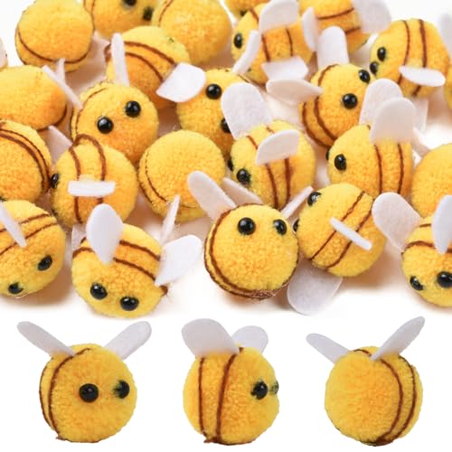 Image of Redvigh Felt Bees Bulk 30PCS, Wool Felt Bee Craft Cute Plush Bee for Crafts DIY Costume Accessories for Jewelry Hat