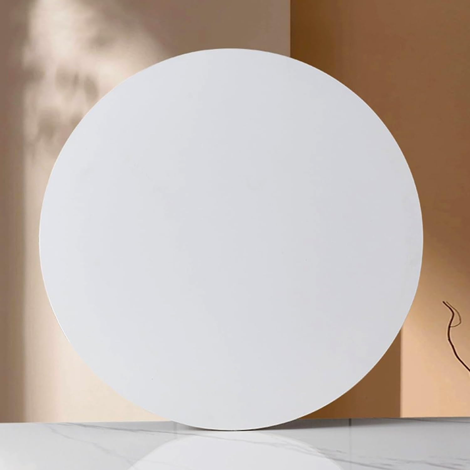 Plateau Tournant Lazy Susan sur la Table de Cuisine, Plateau Tournant Rond en Dalle de Roche, Épaisseur 12mm, avec Base Silencieuse, pour Service et Décoration(White,100cm/40)