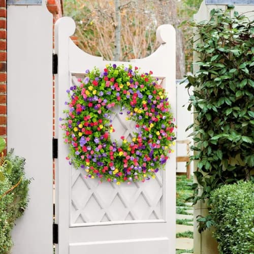 Huoshanpu 1Pc Large 17In Artificial Flower Leaves Wreath, Plastic Green Leaves Wreath, Round Wreath For Front Door Hanging Wall Window Wedding Party Decor #TOP4