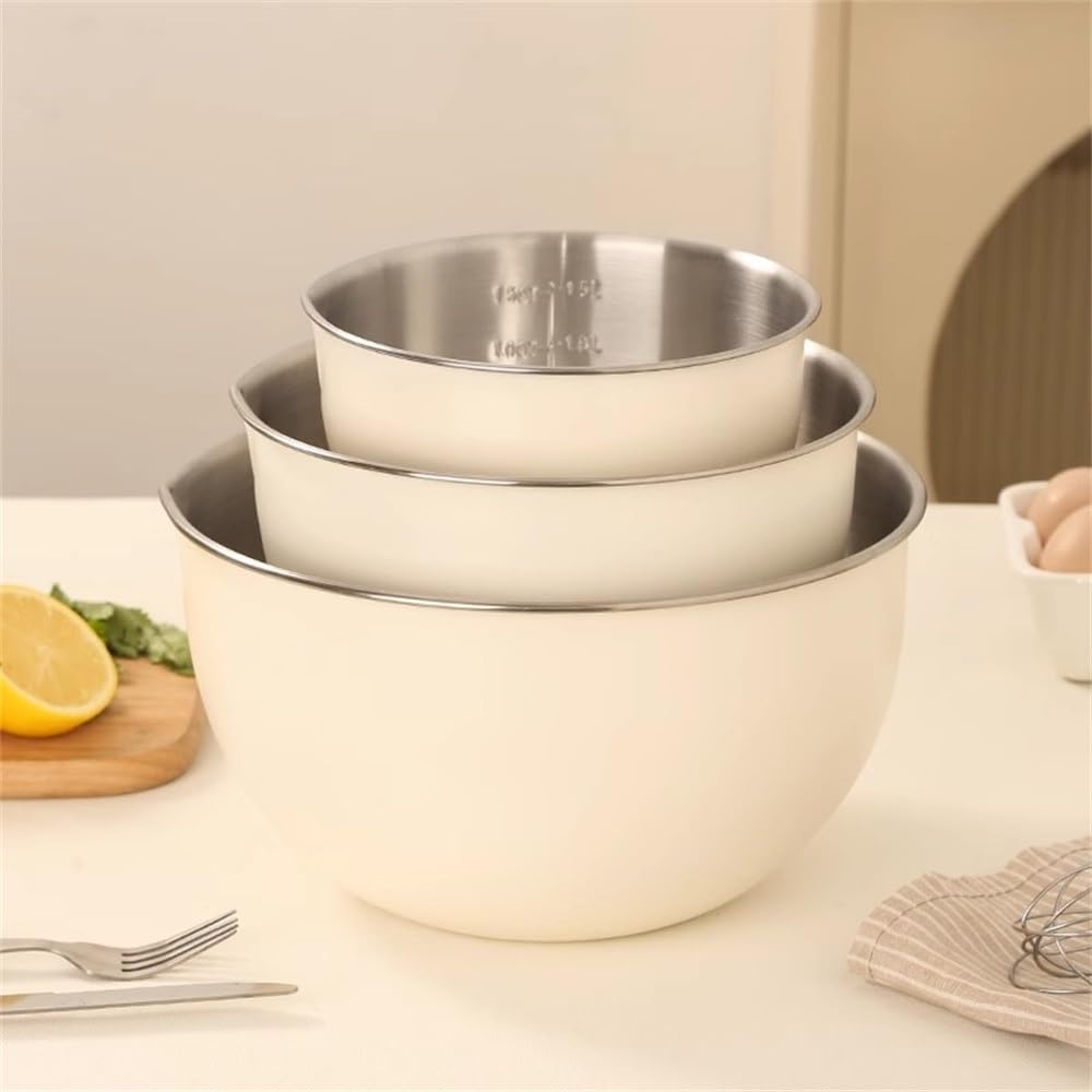 Mixing Bowls Stainless Steel Whisk Bowl Deepening Baking Salad Mixing Bowl Nesting Set for Food Prep(20cm)