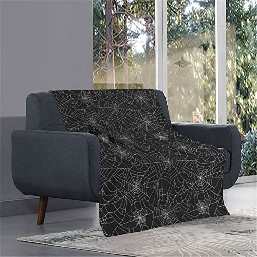 Glenlcwe Black Cobweb Spider Web Print Throw Blanket Halloween Fleece Blanket Bedding Blankets Ultra Soft,Cozy Fluffy,Couch Sofa Bed Decor Durable #TOP5