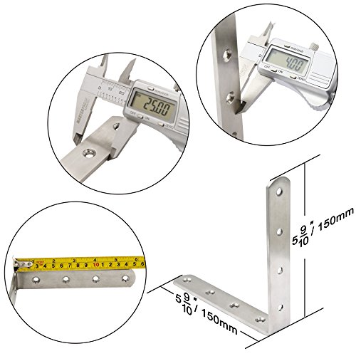 L Brackets Webi Corner Bracket,90 Degree Stainless Steel Corner Brace- 8 Packs 4 Mm Thick 6 " X 6 ",Heavy Duty Shelf Brackets Right Angle Bracket For Shelf, Wood, Furniture, Shelves, Brush Nickel #TOP1