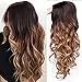 AISI QUEENS Ombre Wigs Long Curly Middle Part Wig 2 Tone Reddish Brown Wavy Wigs for Women Synthetic Heat Resistant Cosplay Daily Wigs Natural Looking