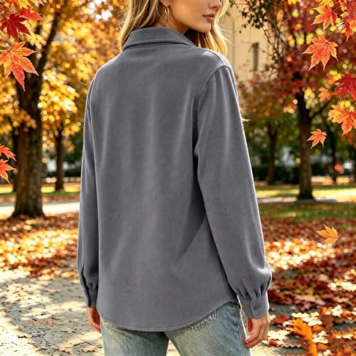 Oversized Shirts for Women Fleece Button Down Collared Womens Shackets - image 5