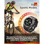 2025 Smartwatch Herren mit Telefonfunktion, 500mAh Akku 1.46" HD Militär Smart Watch, 113 Sportmodi IP68 Wasserdicht Fitnessuhr, 24/7 Herzfrequenz/SpO2/Schlafmonitor, iOS Android 2 Armbänders Schwarz – Bild 4