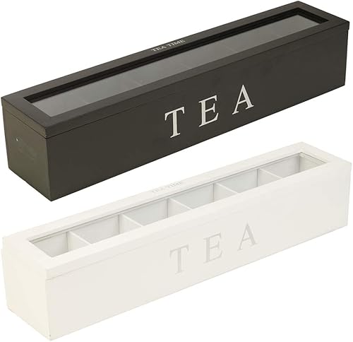 Miniatura 7 de Caja de almacenamiento de bolsa de té blanca Caja de té de madera blanca Organizador de almacenamiento Bolsa de té de café Caja de almacenamiento de