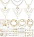 CONGYING 120PCS Gold Jewelry Sets For Women, With 7 Necklace,12 Bracelet,30pcs Hoop Earring,59pcs stud earrings and 12pcs cuff Ear Earrings Friendship for Happy Gifts (120pcs-set)