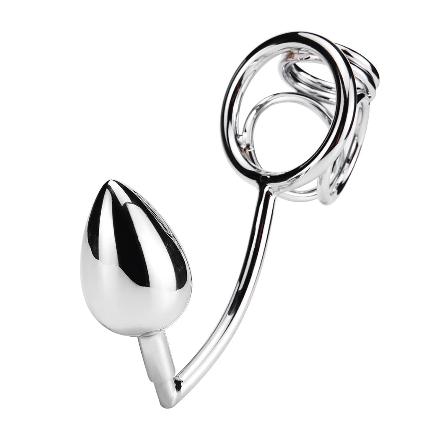 Metall Hodenringe Mit Anal Hook Analhaken, Edelstahl Penisring Hodensack Hodenstrecker S+M+L Analplug Anal Kugel Butt Plug SM Bondage Ballstretcher Extrem Sexspielzeug Für Männer Sex,Set+3plug,50mm