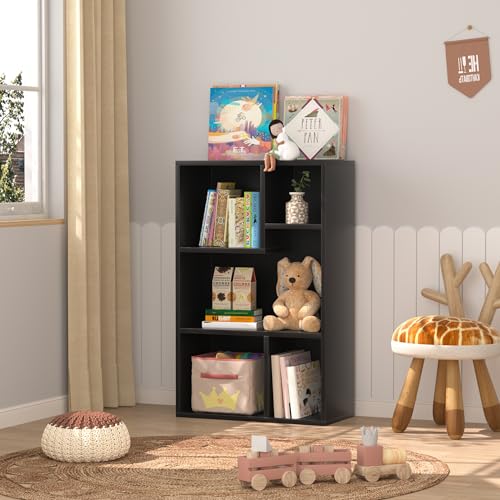 VECELO 5 Cube Modern Bookcases, 3 Tier Bookshelves,31 Inch High Cubby Storage Organizer，Shelf Hight Up to 12.8 Inches Suit for Most Books,Vertical or Horizontal Use Available,Vintage Black by VECELO - Image 4