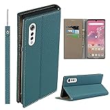 LG VELVET L-52A ケース ドコモ L-52A docomo ケース エルジー L52A ケース 手帳型 L-52Aケース スマホケース カバー 携帯ケース case 適用 【iCoverCase】 内蔵マグネット ベルトなし スマホケース カード入れ付き スタンド機能 本革 柔らかい 本皮 ライチ模様 スプラット同梱 ターコイズ