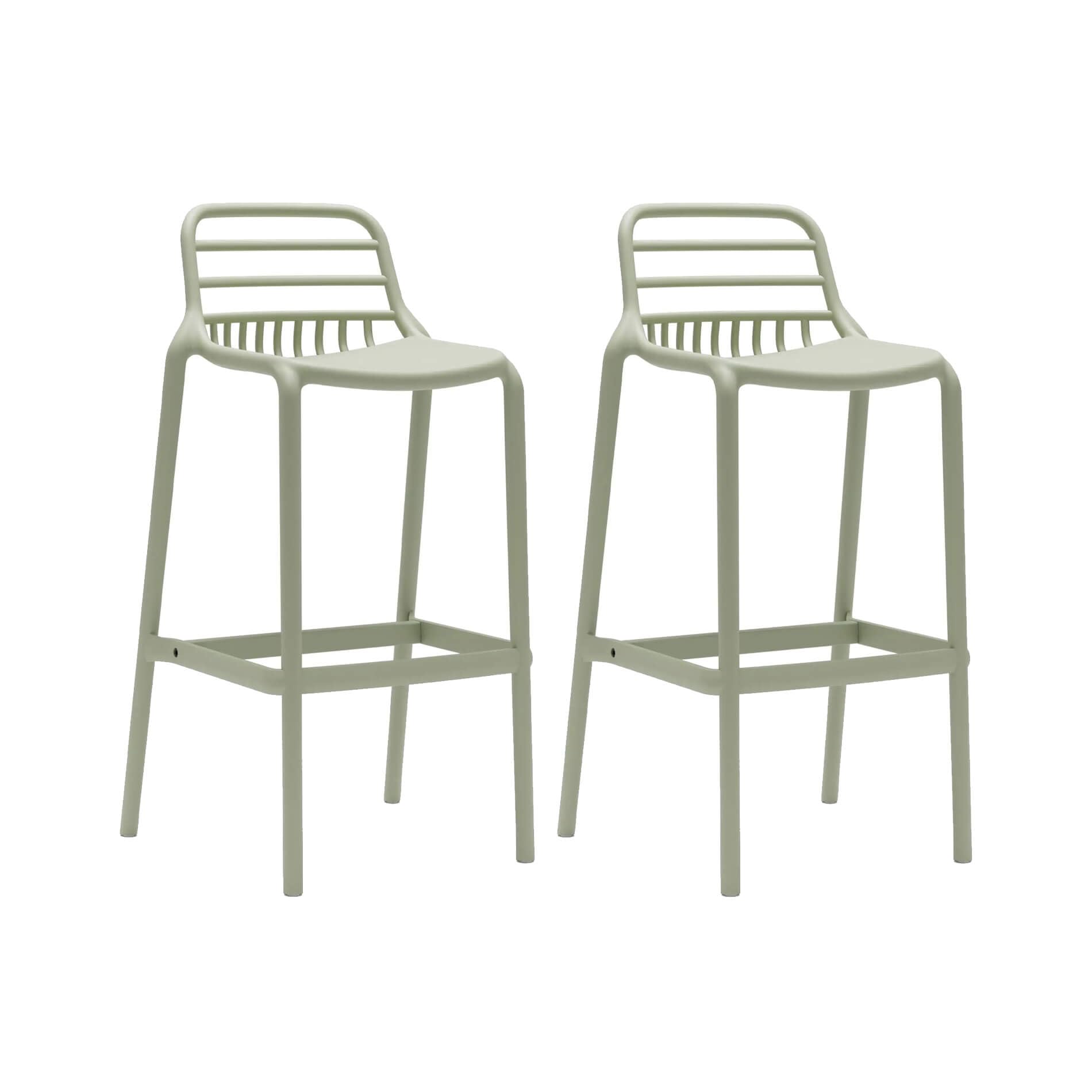 Rebecca Mobili Set 2 Sgabelli Alti da Bar, Sgabelli da Cucina, Verde Chiaro, Polipropilene, con Poggiapiedi, Design Moderno - Misure HxLxP: 97 x 46 x 40 cm - Art. RE7195