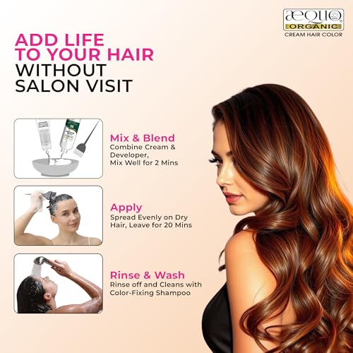 Image of Aequo Organic Cream Hair Color for Women 4N Medium Brown 170ml | Natural Hair Colour for Women | PPD & Ammonia Free Organic Hair Colour