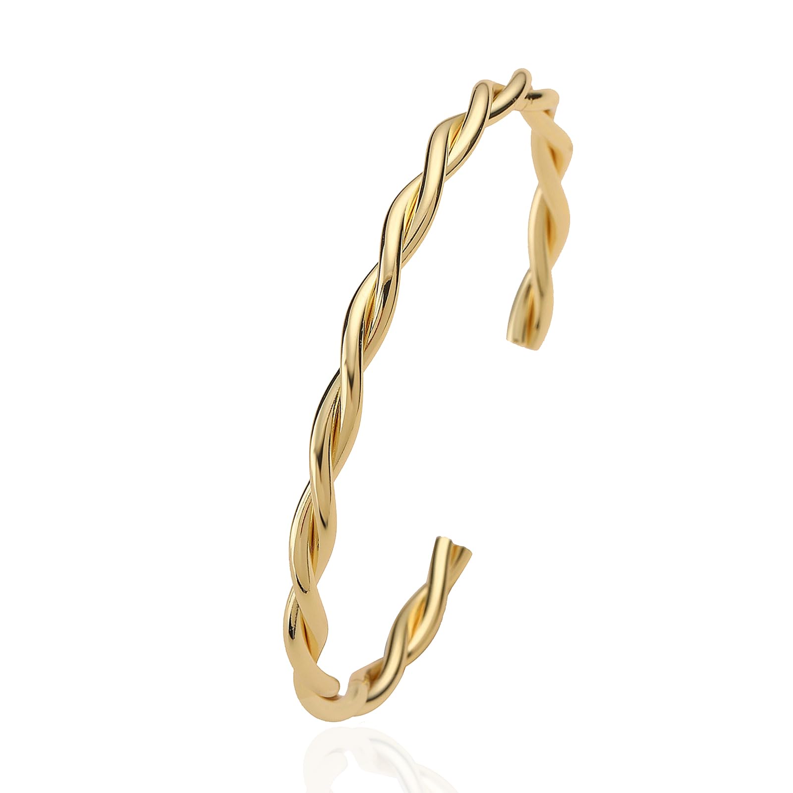 ShcyeeDesigner Twisted Cable Bracelet | 18K Gold-plated Cable Wire Cuff Bracelet for Women | Fashion Brand David Jewelry Gift