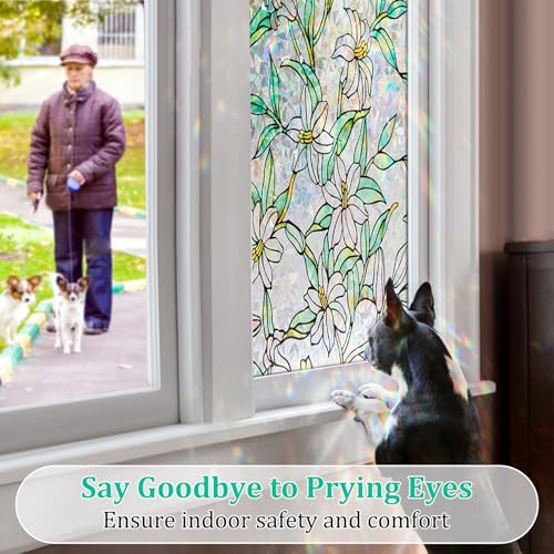 Película para ventana Coavas con diseño floral 17.5 x 78.7 in miniatura 4