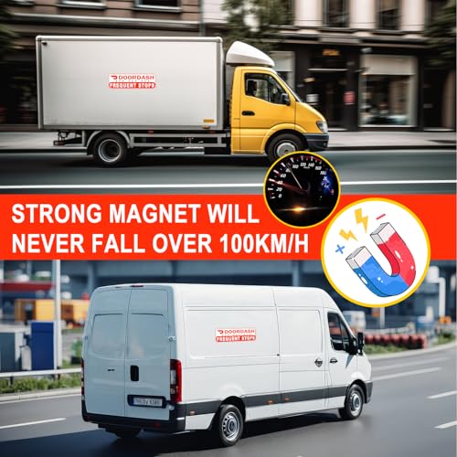 Image of 2 Pack Doordash Magnetic Sign for Car, Doordash Car Magnets Sign, Reflective Food Delivery Driver Magnet for Vehicles, Heavy duty, Truck (White-Red 2 Pack)