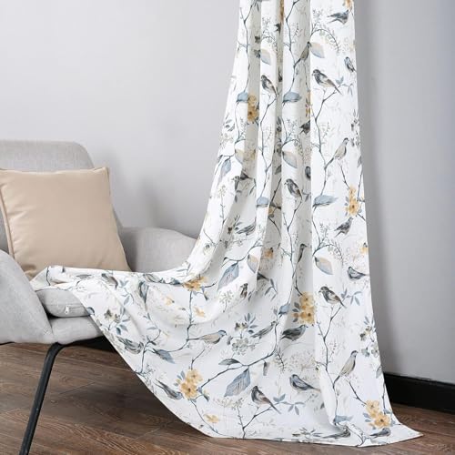 Leeva Light Blocking Curtains 45 Inch Length for Bedroom, Faux Linen Curtains 2 Drapery Panels...