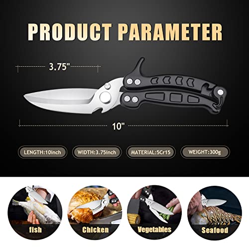 Image of DRAGON RIOT Heavy Duty Poultry Shears - A Must Have Kitchen Shears for Chicken and Meat Cutting - Dishwasher Safe and Stainless Food Kitchen Scissors for Thanksgiving(Black)