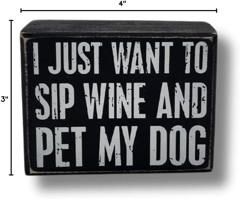 Dog Lovers Gift Set - Includes Dogs and Wine Make Everything Fine Wine Glass, Wooden Box Sign, and Cozy Socks