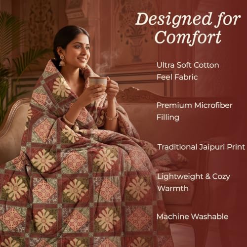 Image of BSB HOME 220 GSM Microfiber Comforter for Double Bed, Ultra Soft Quilted AC Comforter, Lightweight All Season Blanket, Breathable, Durable & Skin Friendly, 86 x 90 Inches (220 x 230 cm) - Rust Red