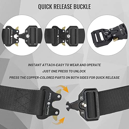 Leisontac Personalized Tactical Belt, Military Style Belt, Fashion Nylon Belt With Heavy-Duty Quick-Release Metal Buckle (Black) #TOP4