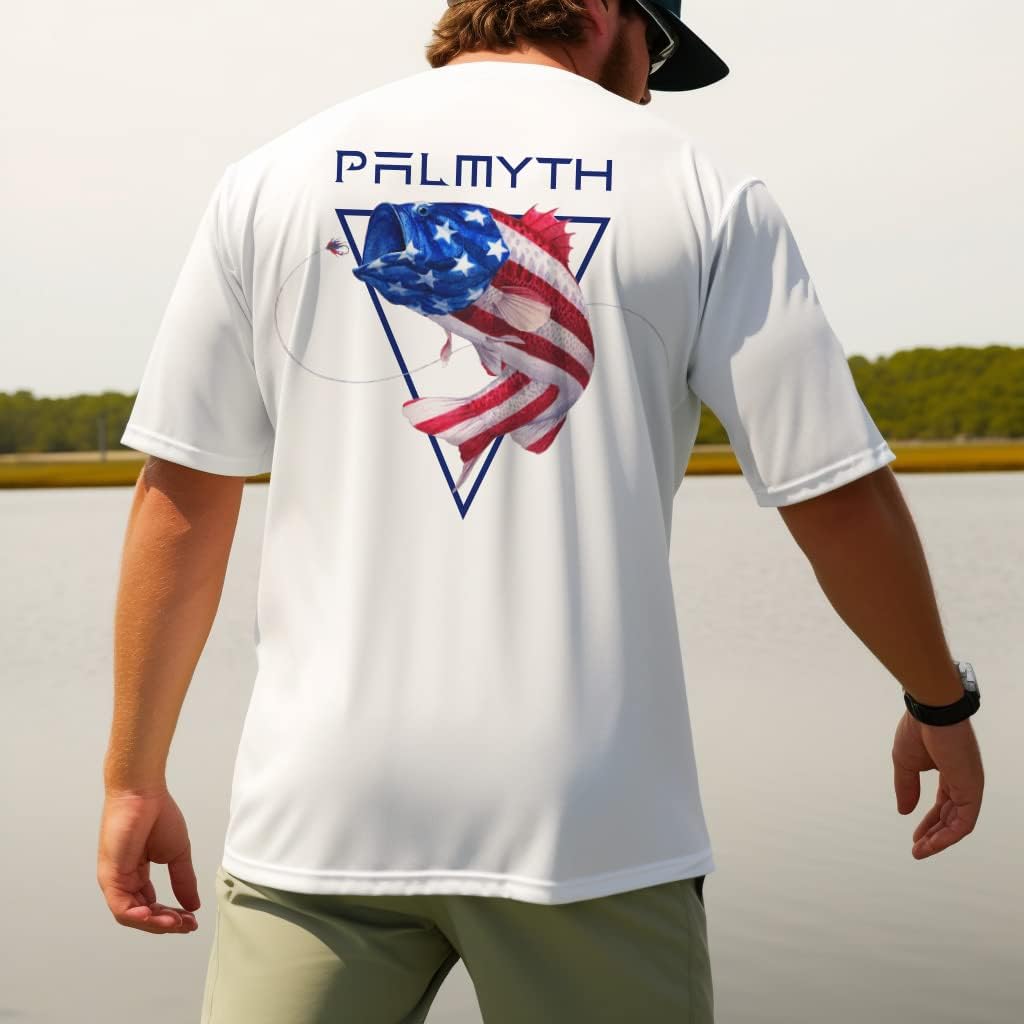 Palmyth Men's Fishing Shirt Short Sleeve Sun Protection UV UPF 50+ SPF T-Shirt - Image 2