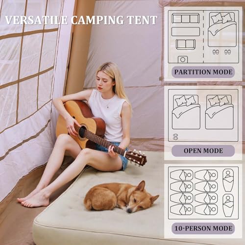 Carpa inflable grande 13x10 para camping 8-10 personas 4 estaciones miniatura 3