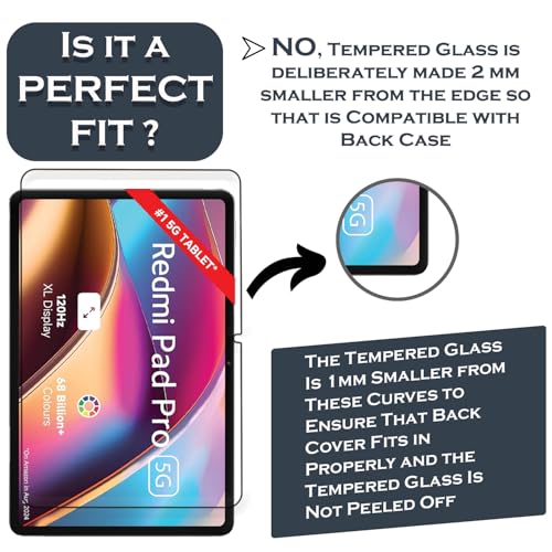 Image of Tough Lee Tempered Glass Screen Guard Protector for Redmi Pad Pro 12.1 inch (Anti Scratch, FingerPrint, SmudgeProof) (with Easy Installation Kit) (Pack of 1)