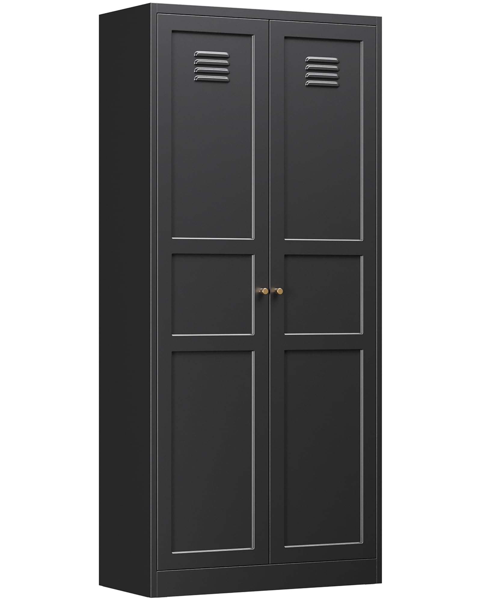 PEUKC Black Pantry Storage Cabinet 71-Inch High Cupborad Storage Cabinets with Doors and Shelves, Metal Kitchen Cabinet for Home, Dining Room, Bedroom