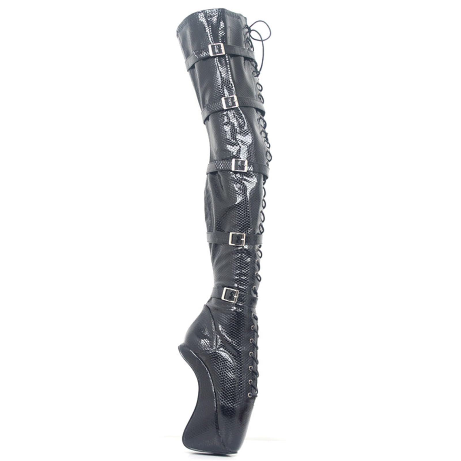Tacchi Donna Teli Alti 18 Cm sopra Gli Stivali del Ginocchio Ballet Stivali di Tallone Alti Uomini e Donne,Black-41