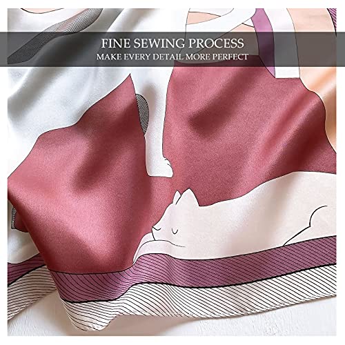 Fashion Silk Scarves Women Cat Pattern Square Scarf Soft Satin Kerchief Neck Scarf Warm Scarf Spring Autumn4