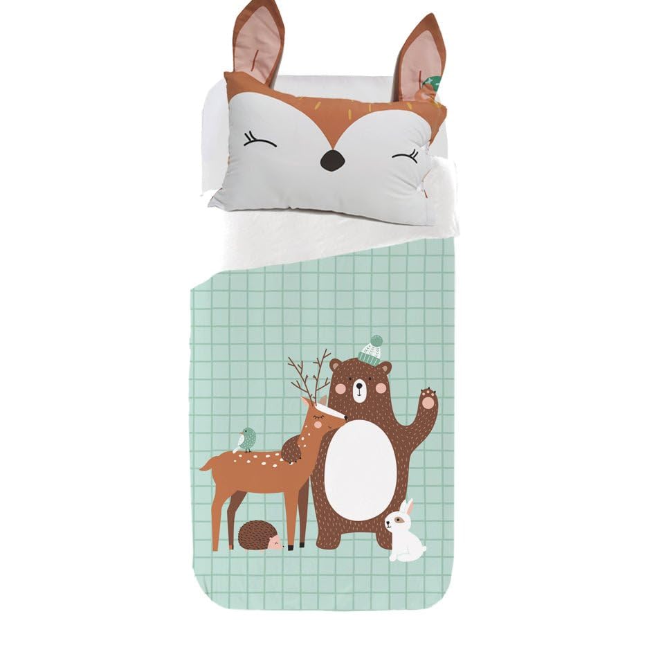 Sokios Juego de Funda nórdica Infantil Ciervo - Cama 70x160 (120x180)