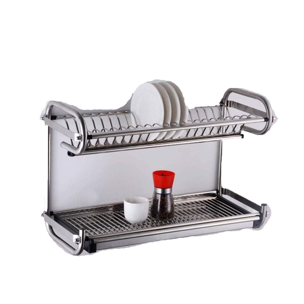 PanduoSink shelf tableware rack Stainless Steel Drain Rack, Dish Rack, Wall-mounted Kitchen Rack, Dish Supplies Storage Rack