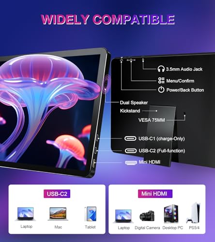 Image of 11 inch 2.5K 2560x1600 139% sRGB 1500:1 Portable Touchscreen USB-C HDMI Monitor 400nits for PC, Screen Extender IPS Small HDR Touch Screen Monitor, Mini CNC Display for Laptop PC Xbox PS4 /5