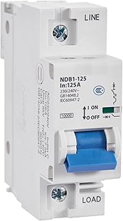 ASI NDB1-125C125-1, DIN Rail Mount High Current Circuit Breaker 125 Amp DIN Rail Circuit Breaker, 1 Pole, 240Vac, 60 Vdc, C Trip Curve, Miniature Circuit Breaker