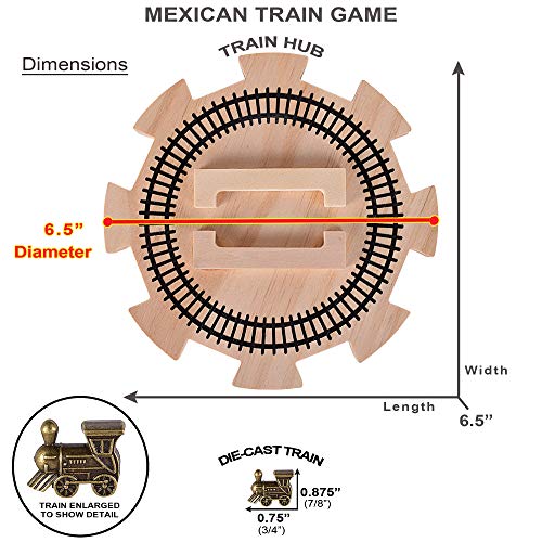 Rnk Gaming Mexican Train Dominoes Set Double 12 Color Dots With Wooden Hub 8 Metal Trains And Aluminum Case thumb #3