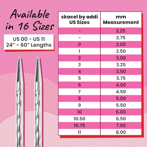 Image of skacel by addi Ewenicorn Rocket Circular Knitting Needles, Fixed 32 Inch (80 cm) White Chrome Plated Brass Tips with Flexible Nylon Cord, 4.5 mm (US Size 7)