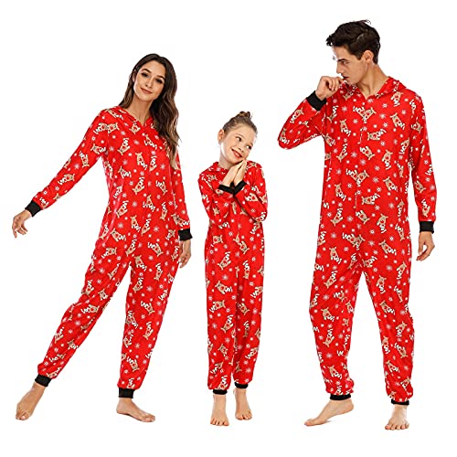 Weihnachten Familien Pyjamas Schlafanzug Weihnachten Jumpsuit Damen Herren Kinder Onesie Hoodie Overall Einteiler Schlafanzüge mit Kapuze Cover