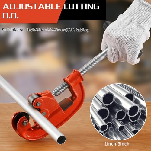 Professional Pipe Cutter Tool for 1-3" Pipes,Heavy Duty Metal Tube Cutter to Galvanized Pipe,Ironr, and PipeCopper,Metal Tube Cutter Great With 2 additional blades for Plumbers or Metalworkers - Image 4
