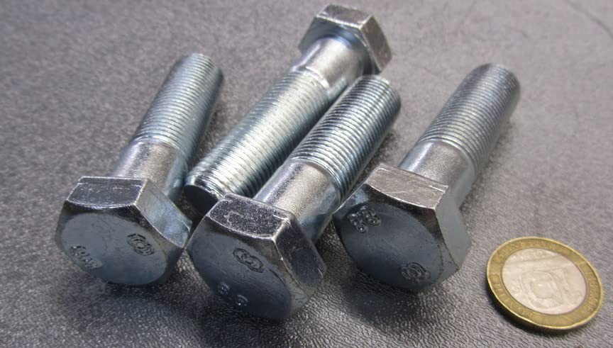 Class 8.8 Zinc Plated Steel Hex Head Bolts PT M16 x 1.5 mm x 60 mm Long 4 pcs.