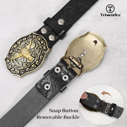 Men's Western cowboy belt Classic embossed leather belts with Printed Engraved Buckle2