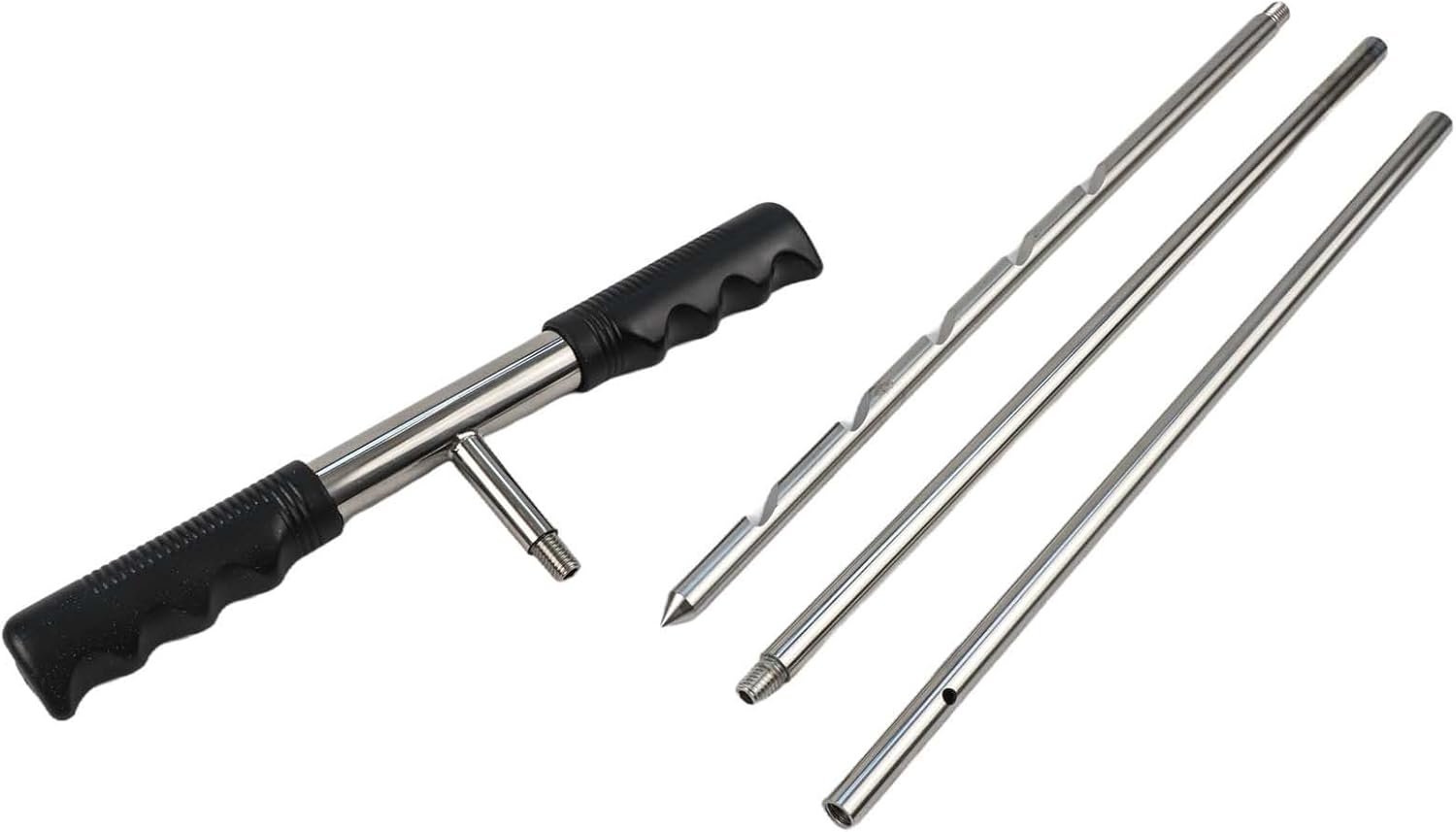 Stainless Steel Soil Probe Rod with T-Handle, Adjustable 17/32/48 Inch Solid Auger for Septic Tank Locating, Garden Yard Ground Sampling Tool