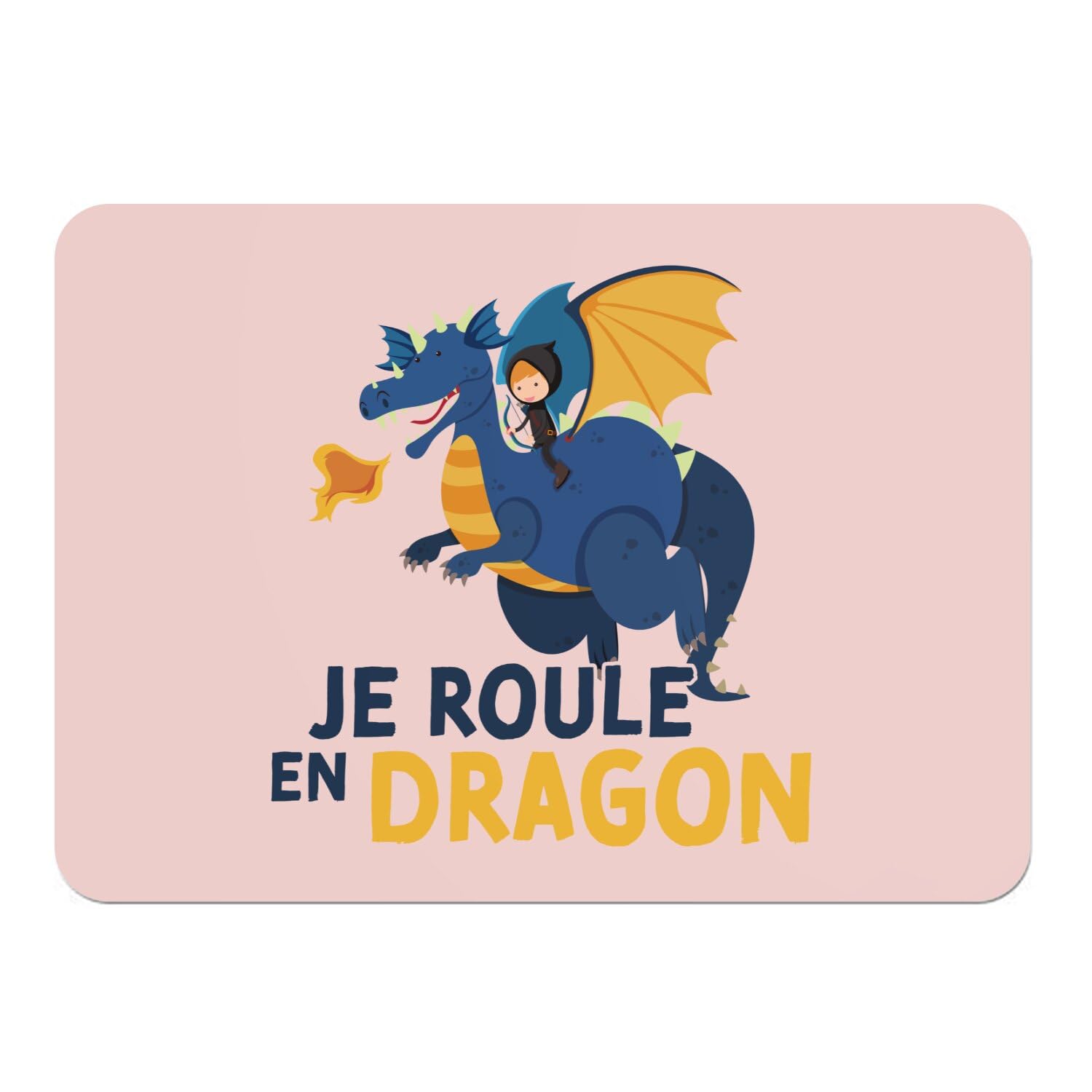 Set de table rose grand format en liège Je Roule en Dragon lot de 4