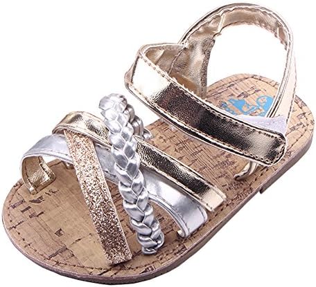 Beeliss Baby Sandals Rubber Sole Summer Shoes (12-18 Months Toddler, Gold, 12_Months)